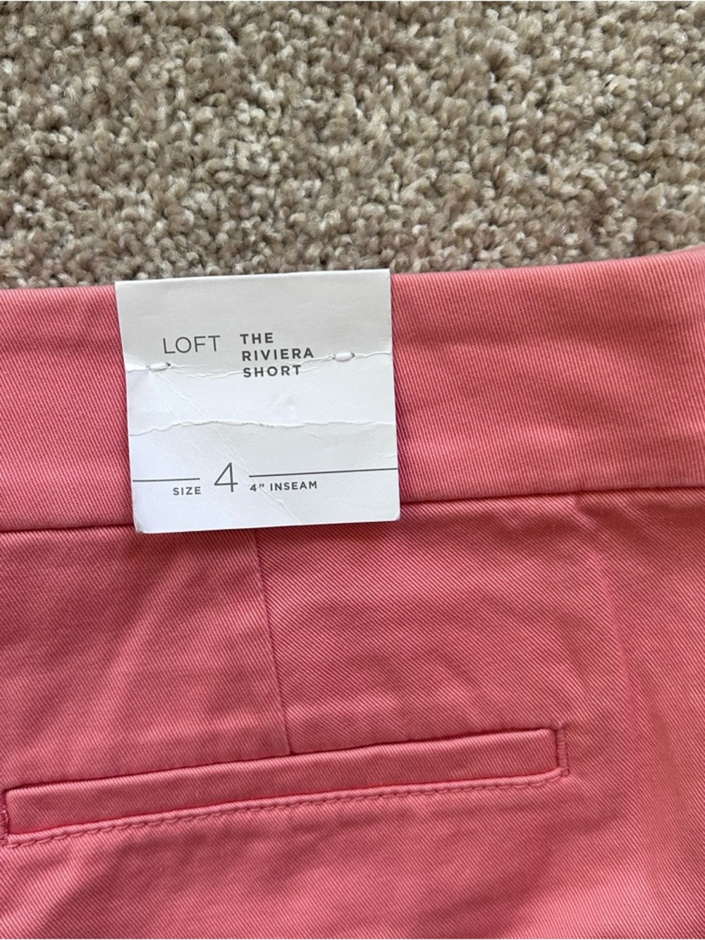 NWT LOFT The Riviera Short Pink Coral Chino Shorts Size 4 4" Inseam - Picture 12 of 12